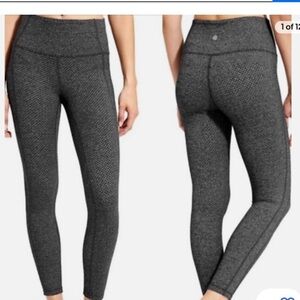 ATHLETA Power Up 7/8 Leggings GRAY, BLACK pattern 
X SMALL